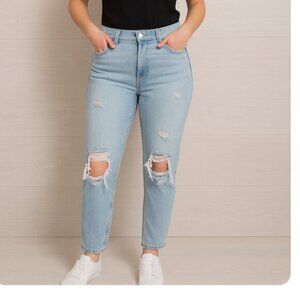 Hollister Vintage Stretch Blue Ultra High Rise Distressed Mom Jeans size 3/26